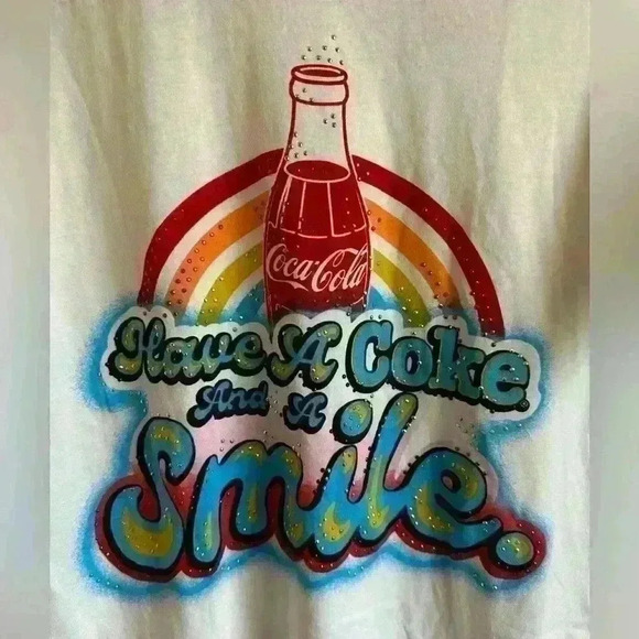 Coca Cola “Have A Coke And A Smile” White T-shirt - Woman’s Size Small - Picture 5 of 7